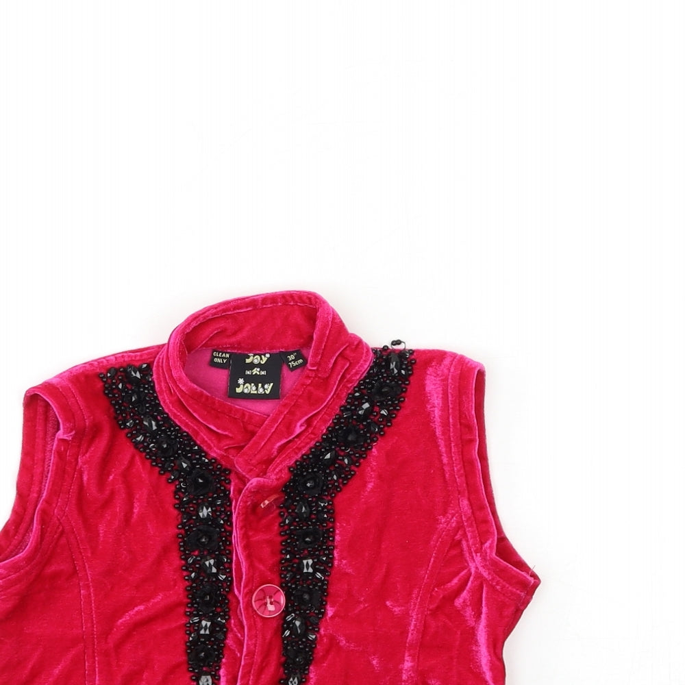 Close-up detail of JOY & jOLLY women’s pink velour basic blouse, size XS