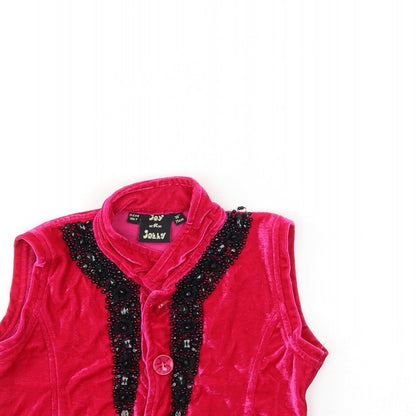 Close-up detail of JOY & jOLLY women’s pink velour basic blouse, size XS