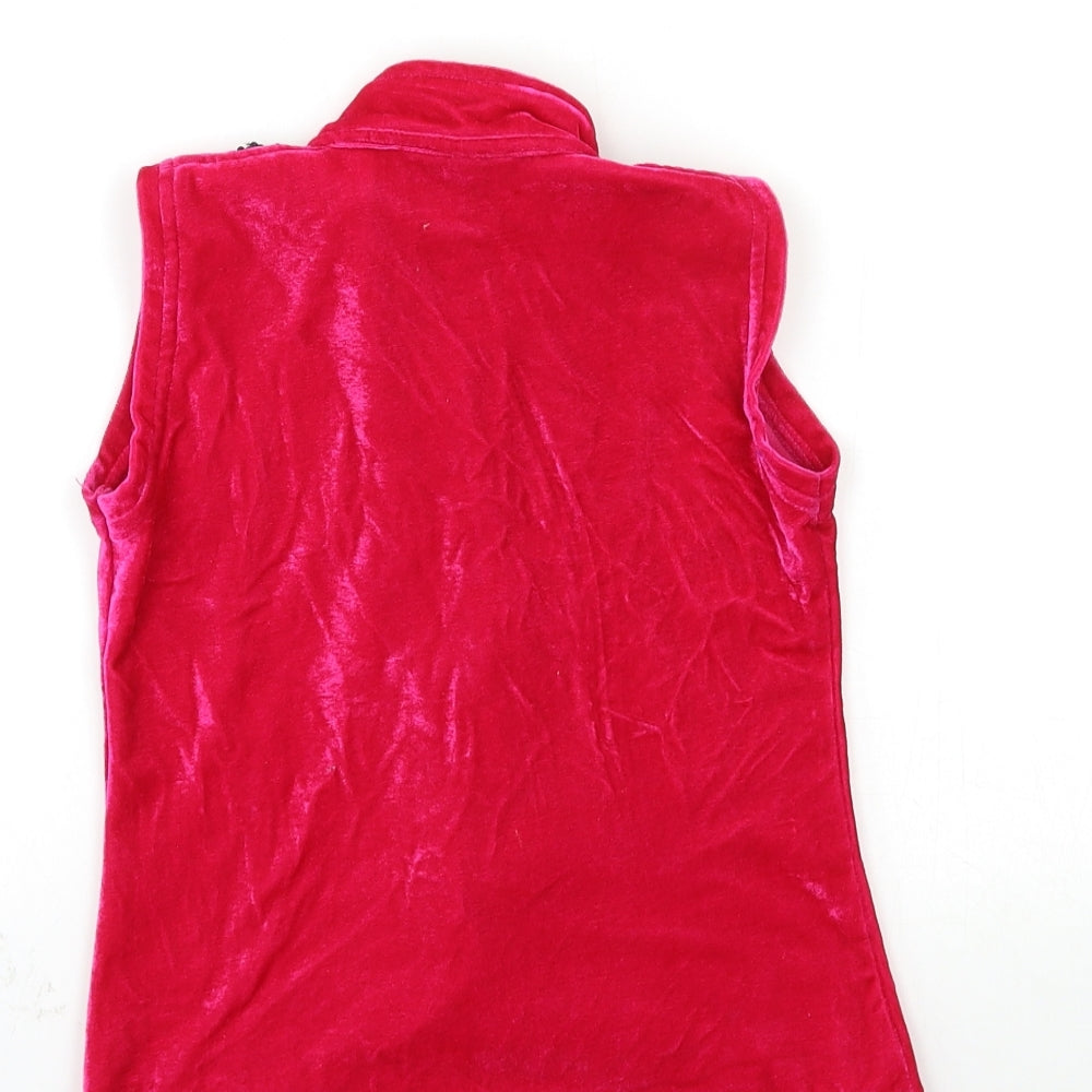 Brand and care label for JOY & jOLLY women’s pink velour basic blouse, size XS