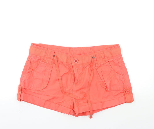 Denim & Co. Womens Orange   Hot Pants Shorts Size 12