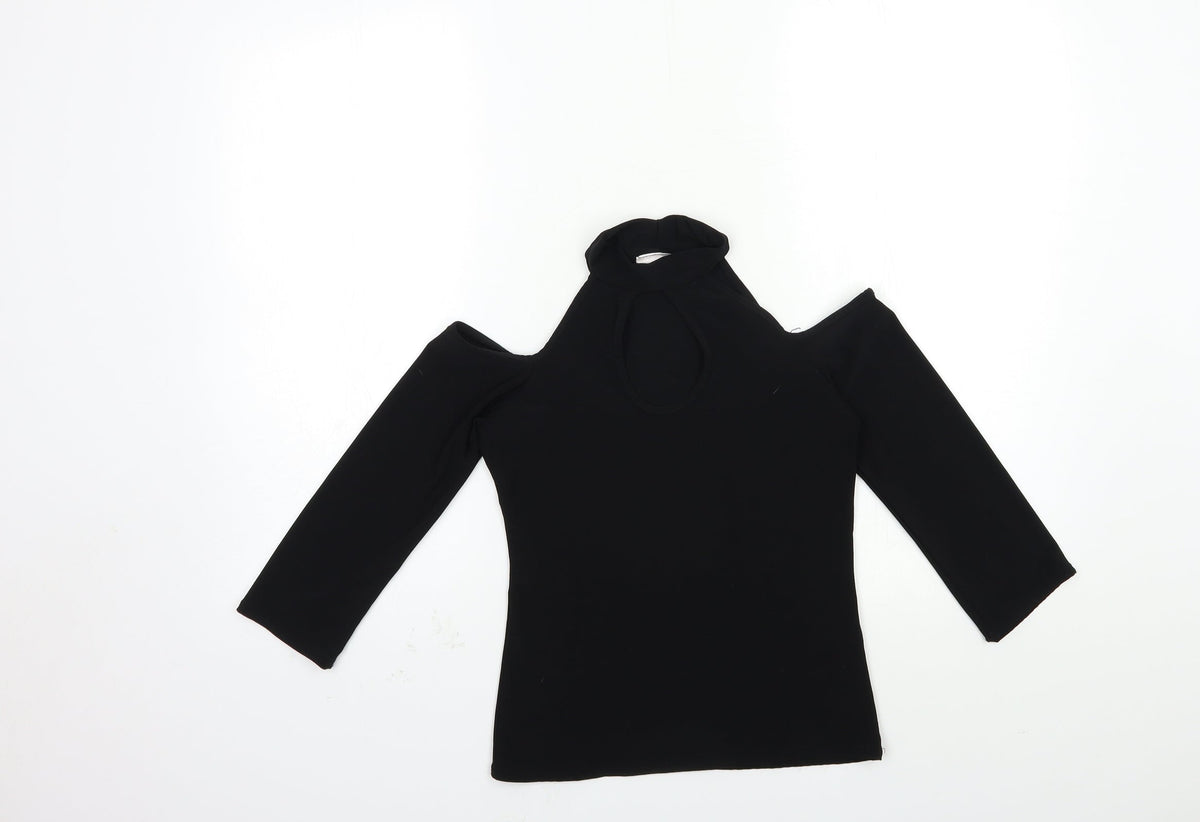 Front view of Blue Banana women’s black basic t-shirt, size UK 12