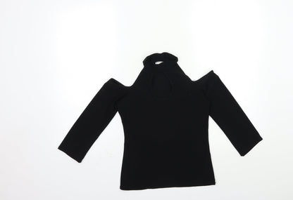 Front view of Blue Banana women’s black basic t-shirt, size UK 12