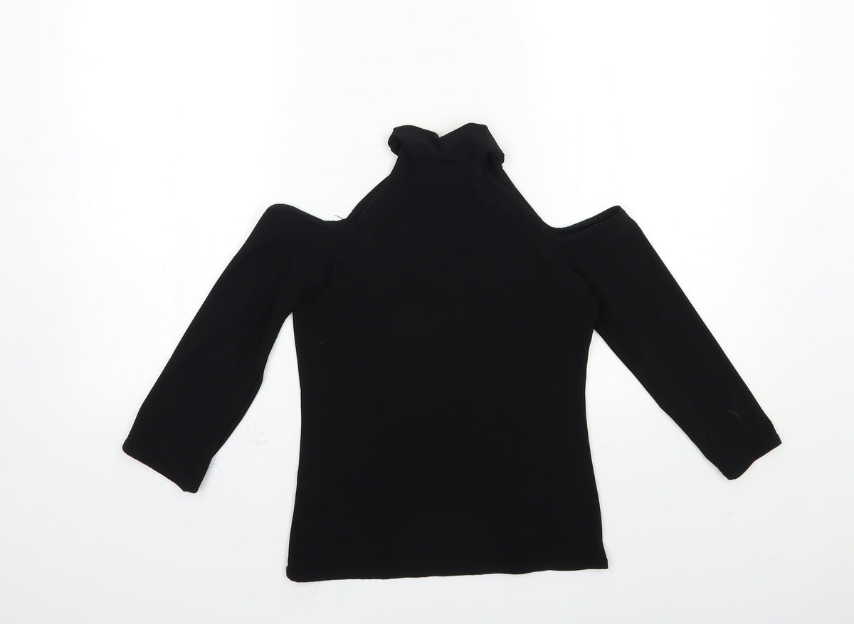 Back view of Blue Banana women’s black basic t-shirt, size UK 12