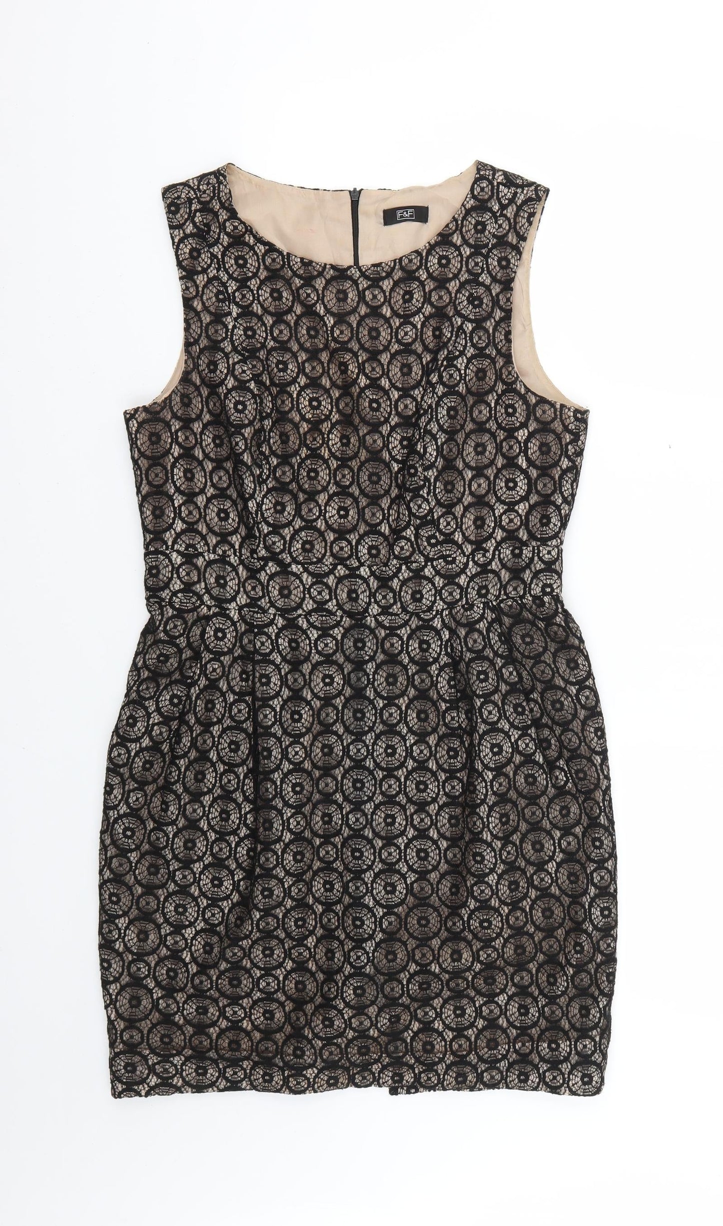 F&F Womens Brown Geometric  Bodycon  Size 12