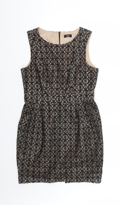 F&F Womens Brown Geometric  Bodycon  Size 12