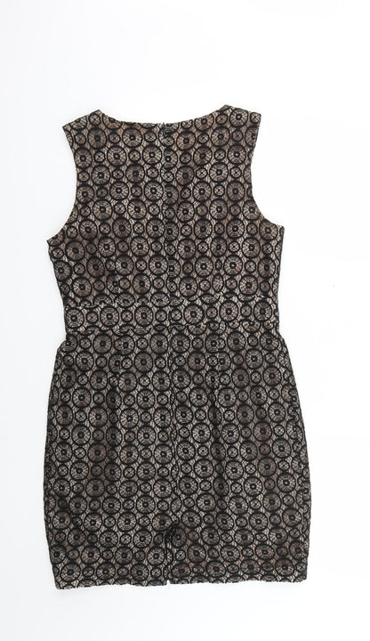 F&F Womens Brown Geometric  Bodycon  Size 12