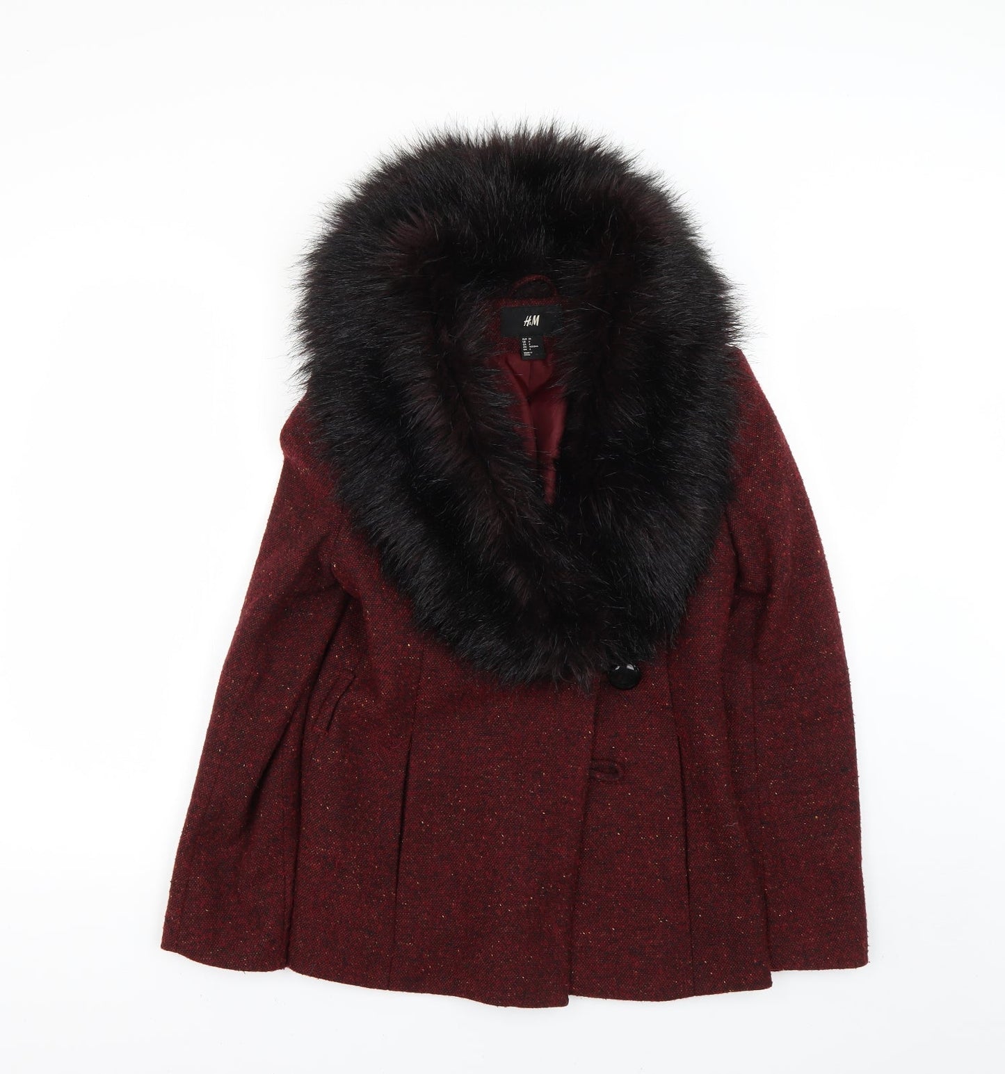 Womens UK Size 6 H&M Red Overcoat