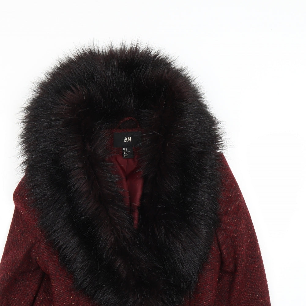 Womens UK Size 6 H&M Red Overcoat