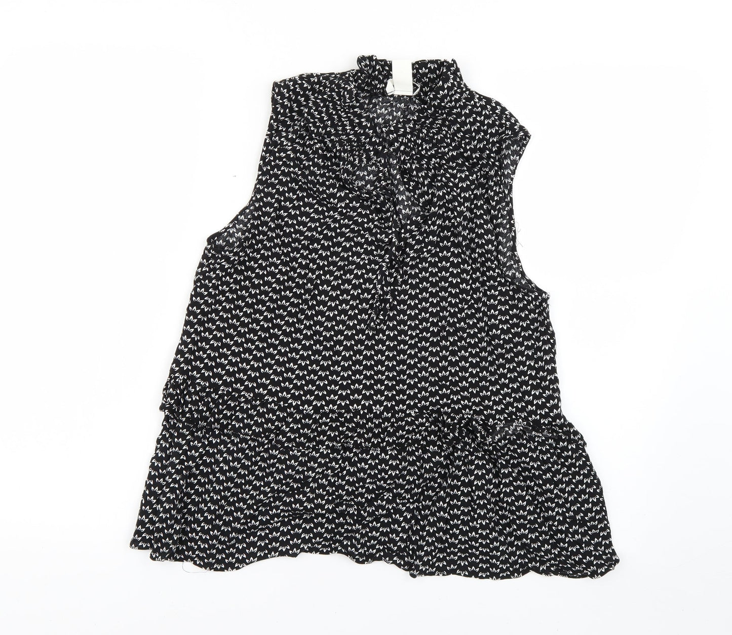 H&M Womens Black Floral  Basic Blouse Size 10