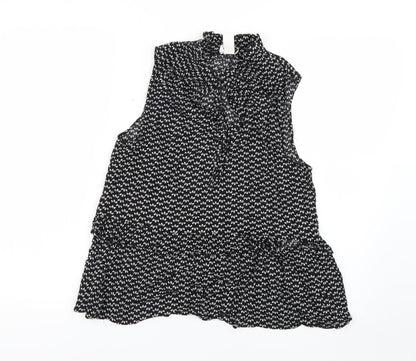 H&M Womens Black Floral  Basic Blouse Size 10