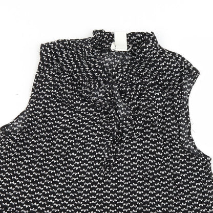 H&M Womens Black Floral  Basic Blouse Size 10