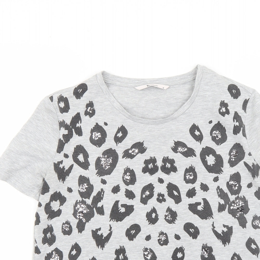 Womens UK Size 8 TU Grey Basic T-Shirt