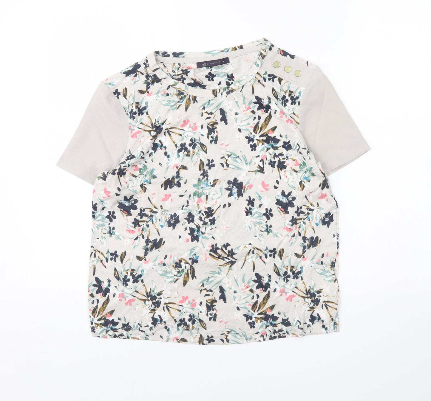 m&S Womens Grey Floral  Basic Blouse Size 8