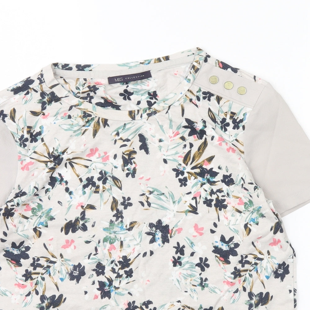 m&S Womens Grey Floral  Basic Blouse Size 8