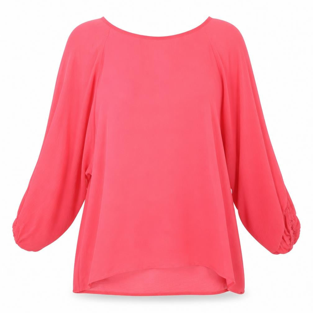 Front view of Simon Jefferey women’s pink basic blouse, size UK 10