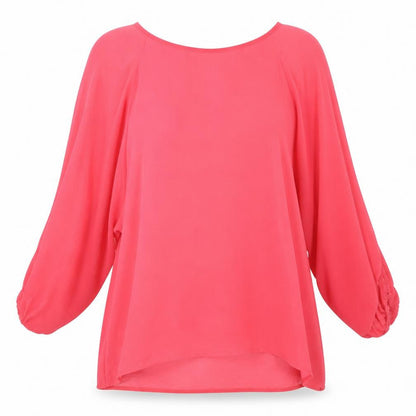 Front view of Simon Jefferey women’s pink basic blouse, size UK 10