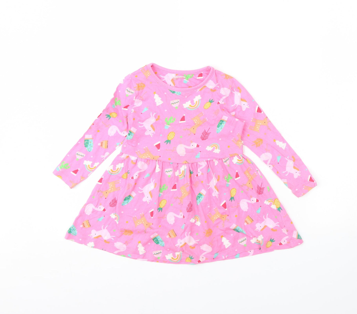 George Girls Pink Animal Print  Fit & Flare  Size 2 Years  - Unicorn