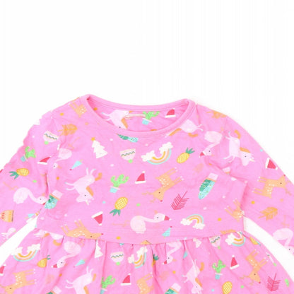 George Girls Pink Animal Print  Fit & Flare  Size 2 Years  - Unicorn