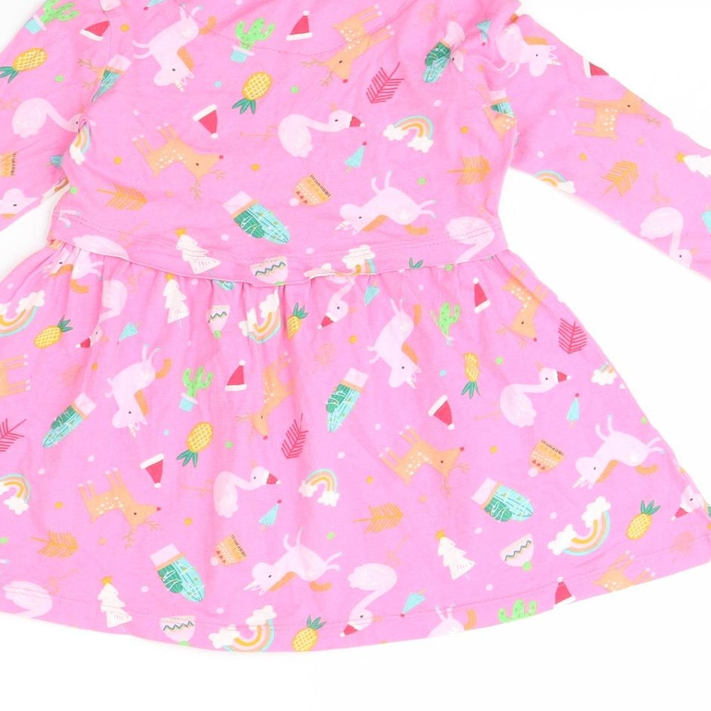 George Girls Pink Animal Print  Fit & Flare  Size 2 Years  - Unicorn