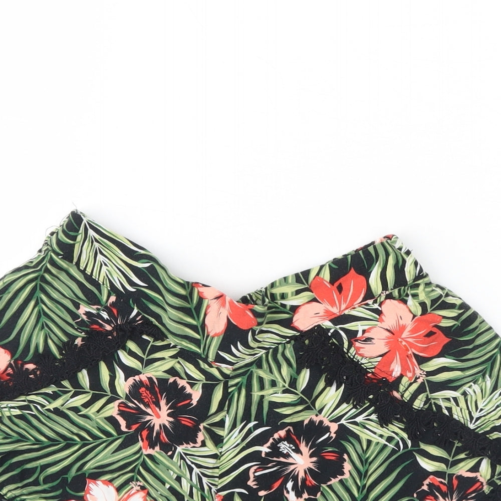 Peacocks Womens Green Floral  Bermuda Shorts Size 8