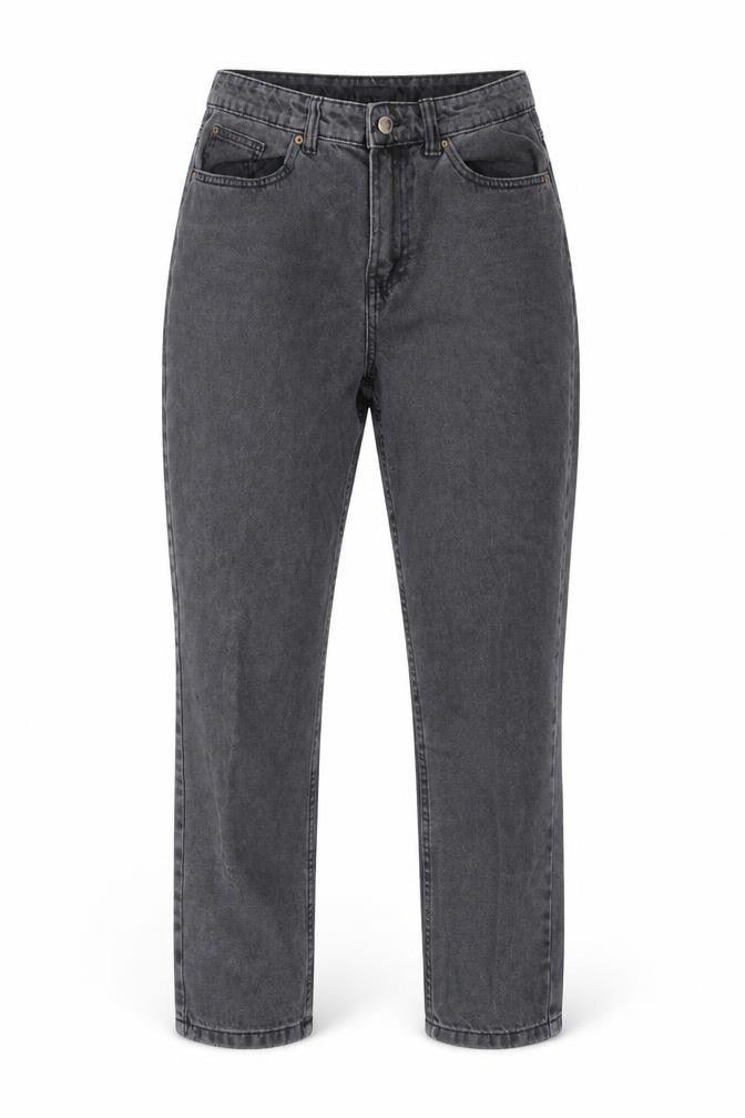 Front view of DENIM CO women’s black denim straight jeans, size UK 10, 29-inch leg