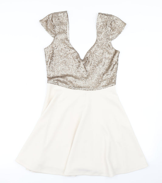 ASOS Womens Beige   Skater Dress  Size 10
