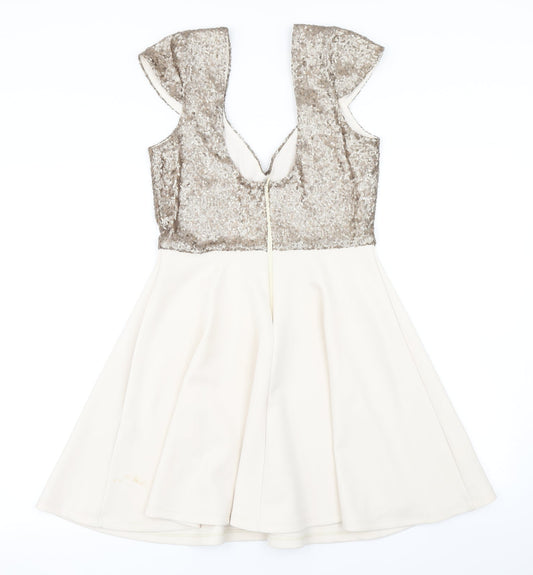 ASOS Womens Beige   Skater Dress  Size 10