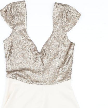 ASOS Womens Beige   Skater Dress  Size 10