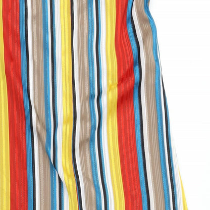 Brand and care label for En Creme women’s red striped maxi, size M
