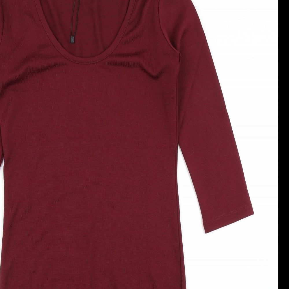 Close-up detail of alcott women’s purple bodycon, size M