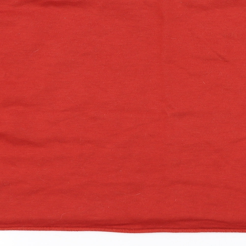 Brand and care label for Primark women’s orange pullover sweatshirt, size XS, - cropped