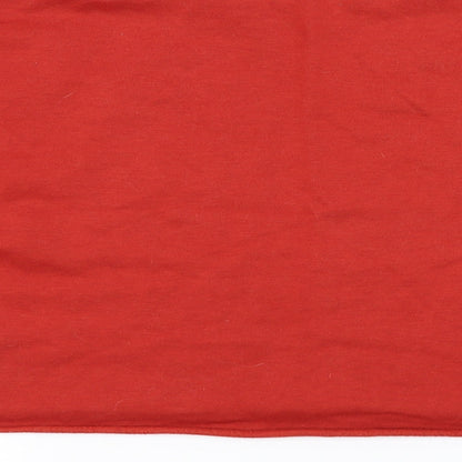 Brand and care label for Primark women’s orange pullover sweatshirt, size XS, - cropped