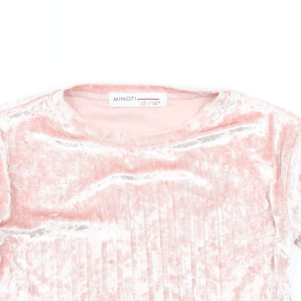 Minoti Girls Pink  Velour Basic T-Shirt Size 5-6 Years