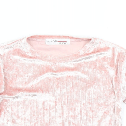 Minoti Girls Pink  Velour Basic T-Shirt Size 5-6 Years