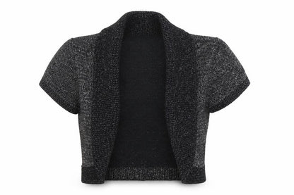 Front view of New Look women’s black knit cardigan jumper, size UK 6