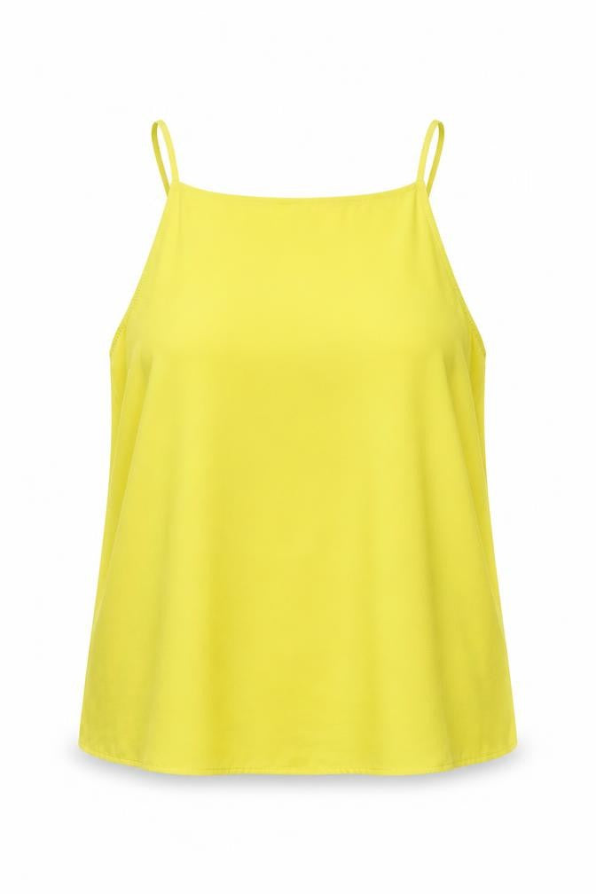 Front view of New Look women’s yellow camisole blouse, size UK 14