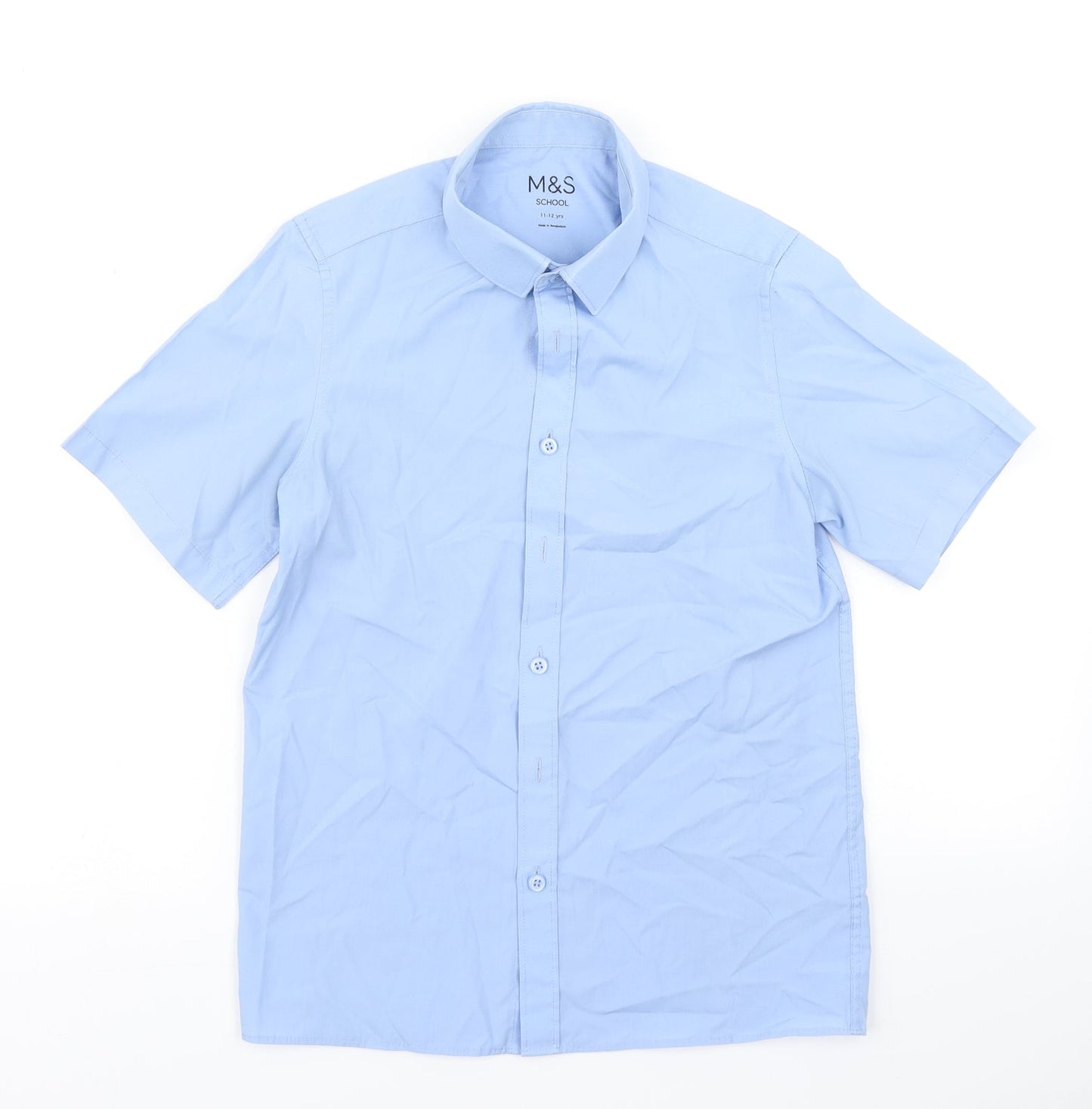 M&S Boys Blue   Basic Button-Up Size 11-12 Years
