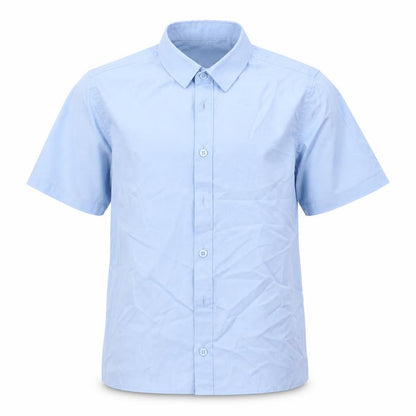 Front view of Marks & Spencer boys’ blue basic button-up, size 11-12, years