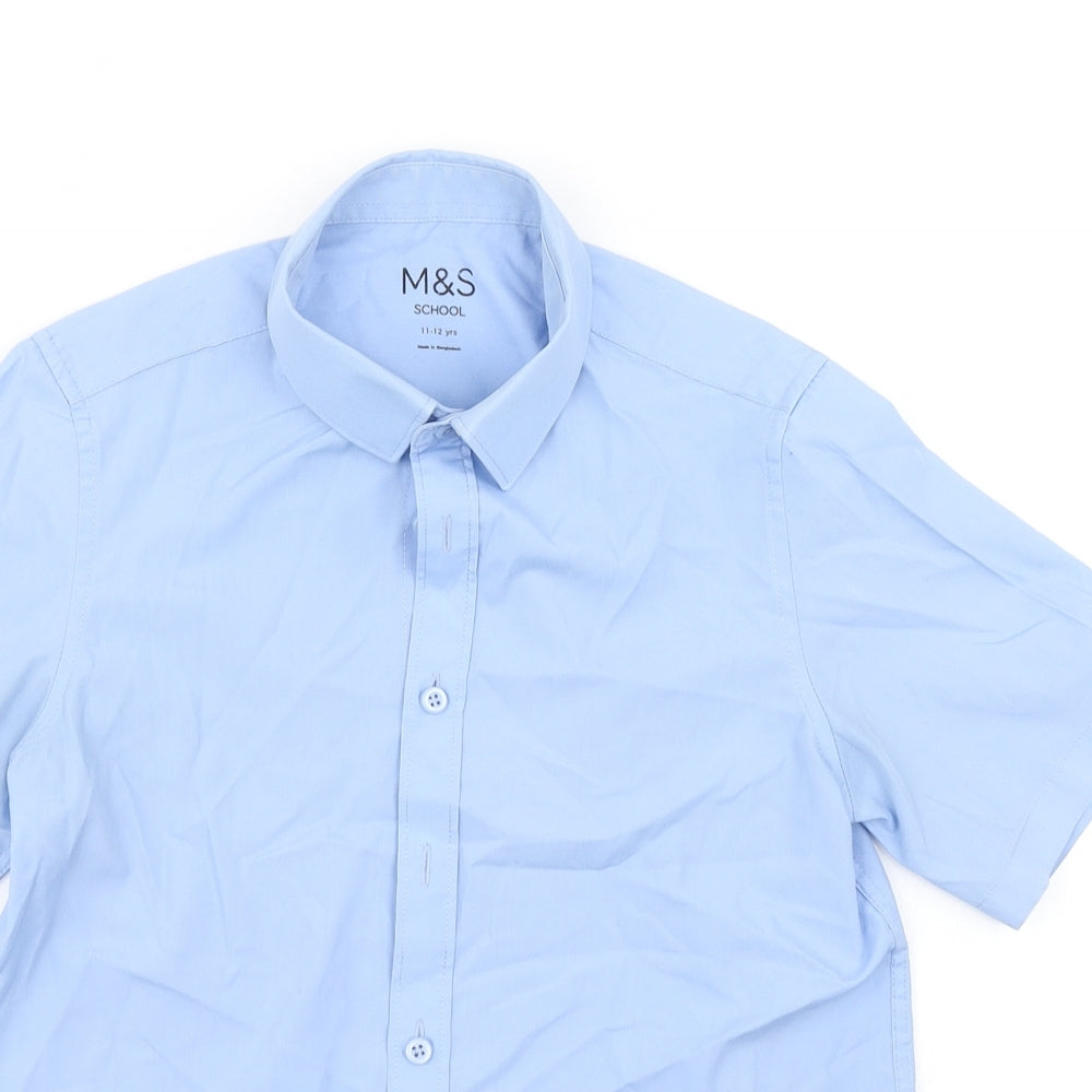 M&S Boys Blue   Basic Button-Up Size 11-12 Years