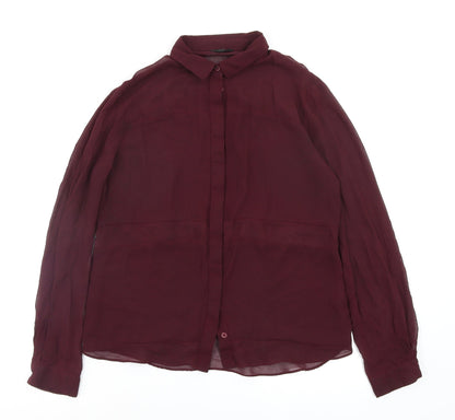 Womens UK Size 8 Topshop Purple Basic Button-Up