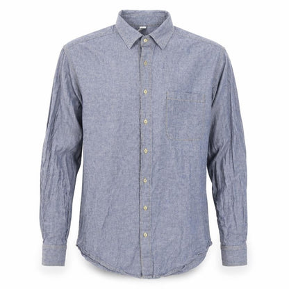 Mens UK Size M heavy chambra Blue  Button-Up Long Sleeve Casual Shirt
