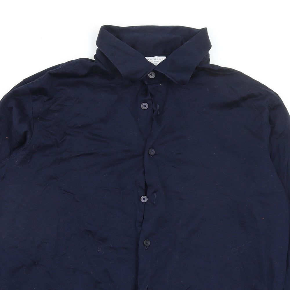 Zara Mens Blue    Button-Up Size 15
