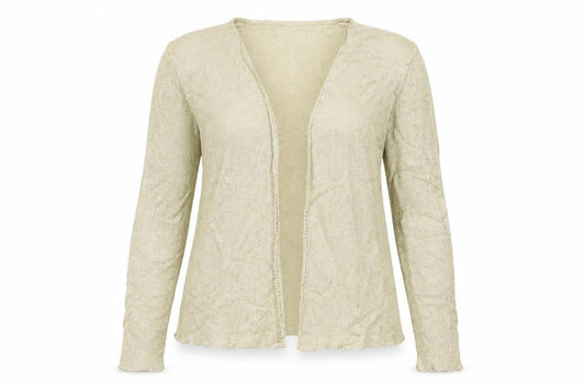 Front view of Berkertex women’s gold cardigan jumper, size UK 10
