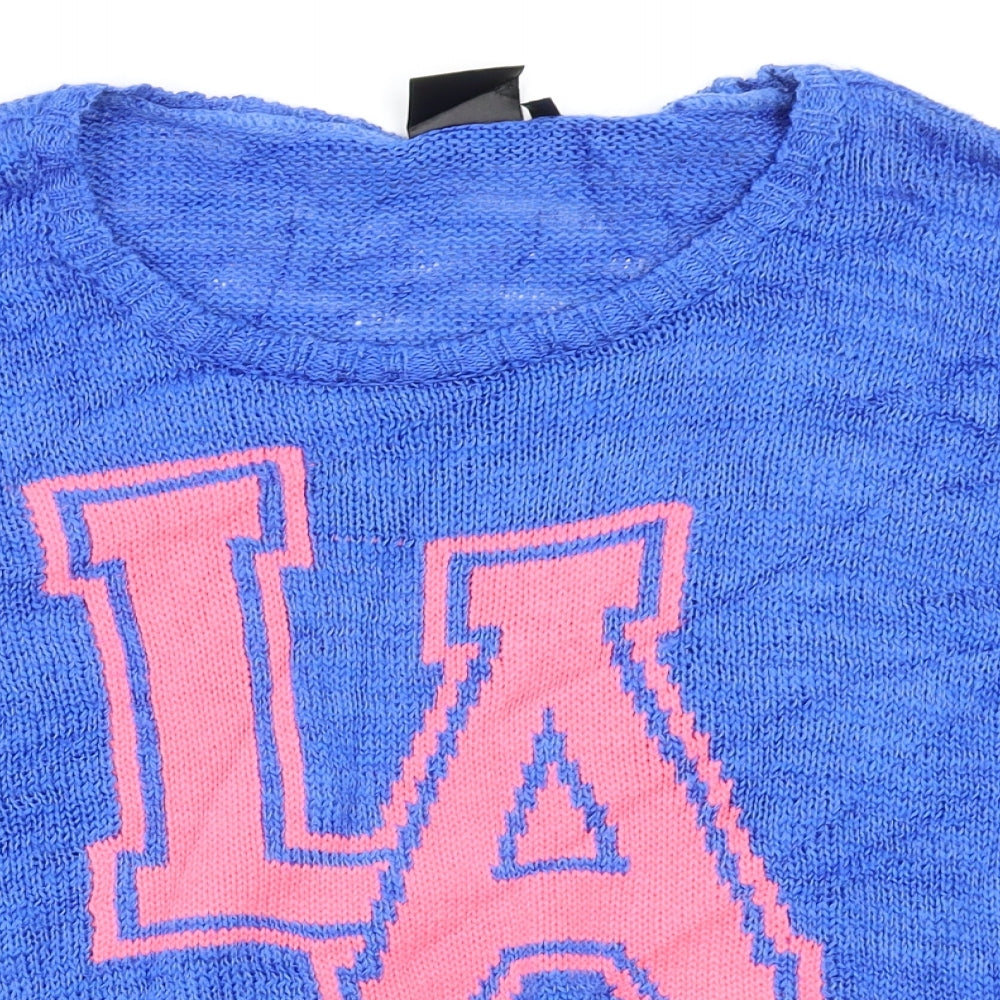 Close-up detail of coolcat women’s blue jumper, size S