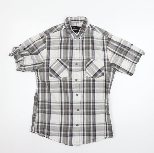 Topshop Mens Grey Check   Button-Up Size S