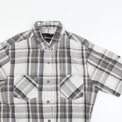 Mens UK Size S Topshop Grey  Button-Up Short Sleeve Casual Shirt