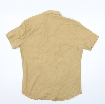 Topman Mens Beige    Button-Up Size M