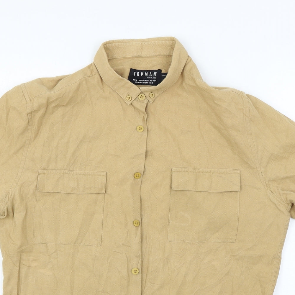 Topman Mens Beige    Button-Up Size M