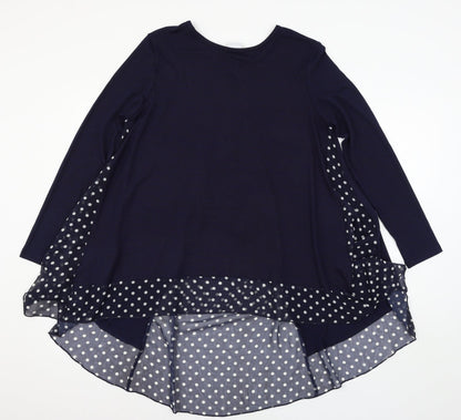 Front view of Mitsy women’s blue polka dot knit jumper, size S