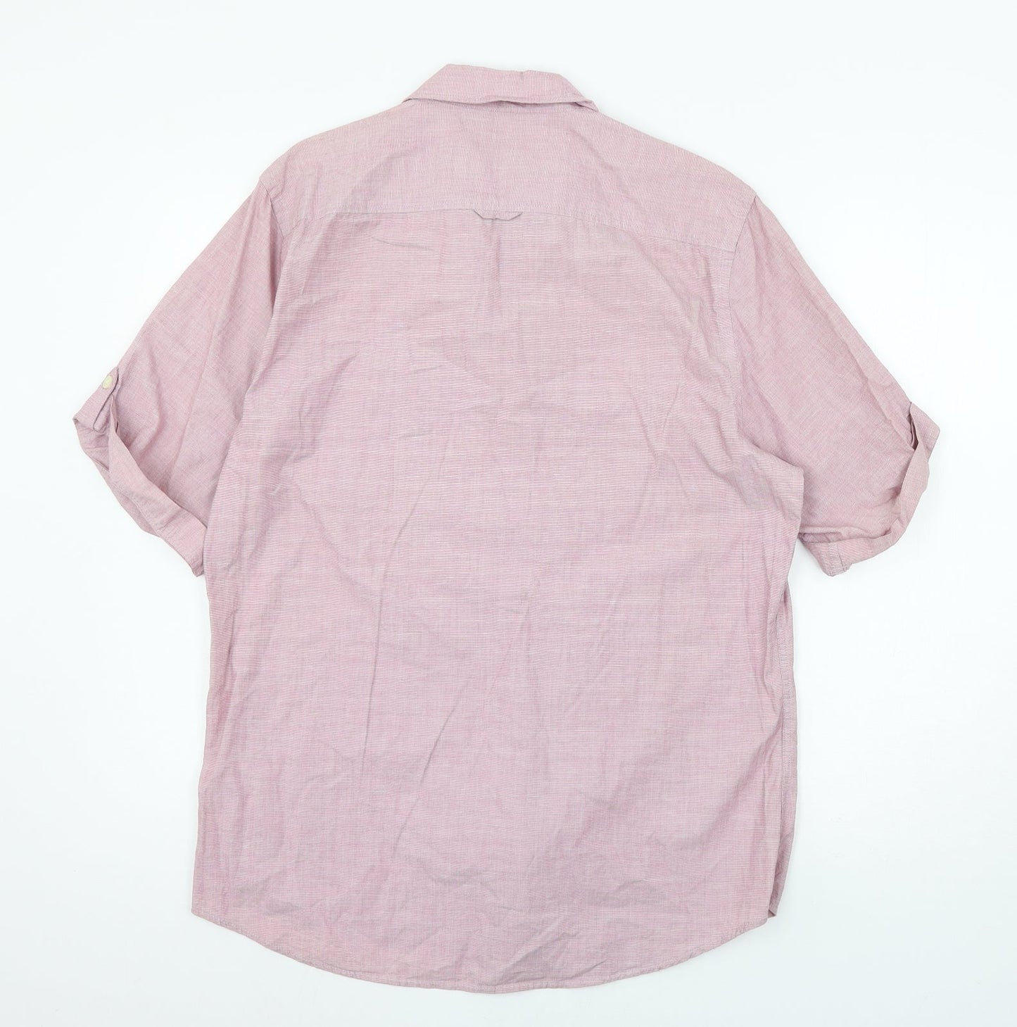Mens UK Size L Topman Pink  Button-Up Short Sleeve Casual Shirt